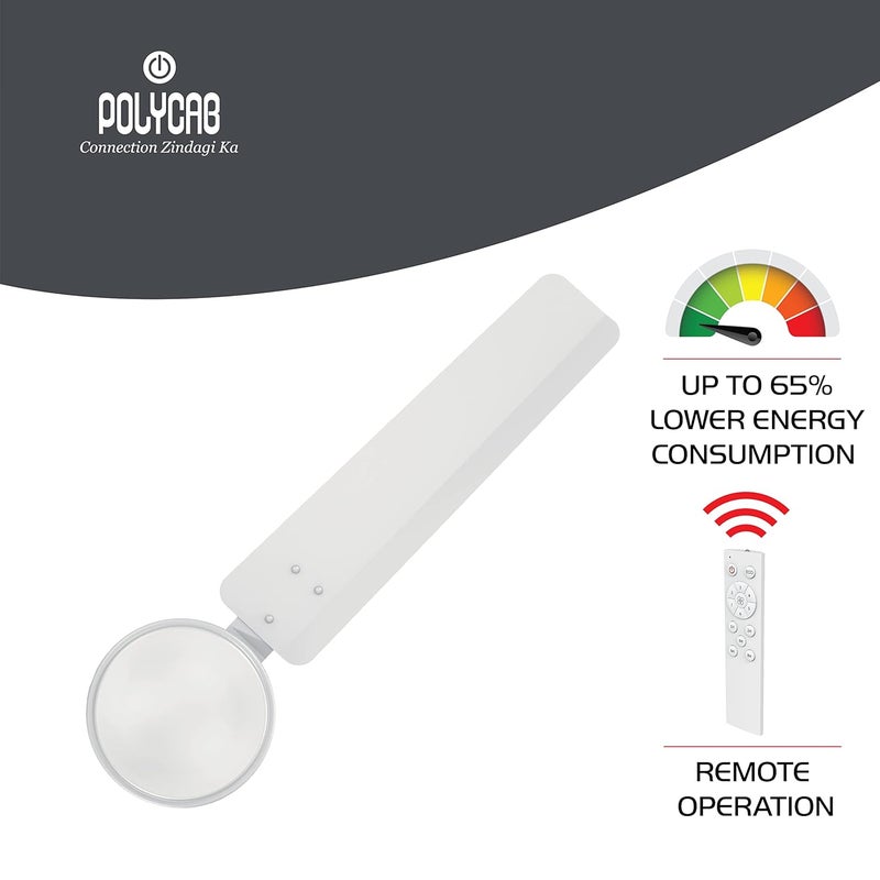 Polycab Airika 1200mm BLDC Ceiling Fan with Remote Energy Efficient 5 Star Rated High Speed 2 years warranty White - Image 3