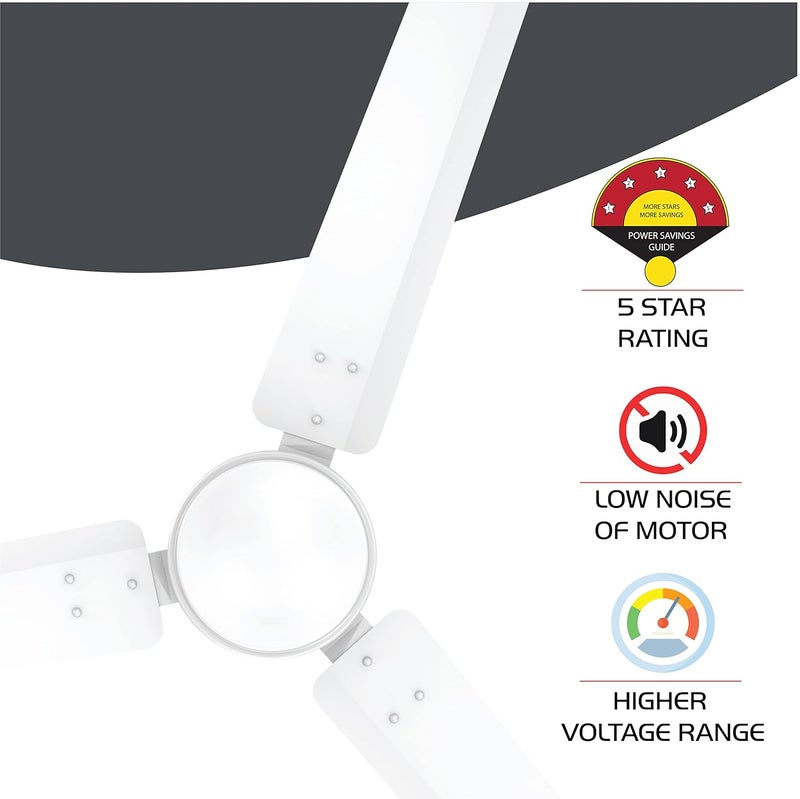 Polycab Airika 1200mm BLDC Ceiling Fan with Remote Energy Efficient 5 Star Rated High Speed 2 years warranty White - Image 2