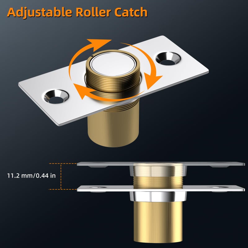 Jiayi Closet Door Ball Magnetic Door Catch Jiayi 2 Pack Adjustable Ball Door Latches Hardware, Silver Ball Catch Top of Door Hidden Roller Latch for Invisible Closet Pantry Magnetic Door Latch Closing - Image 4