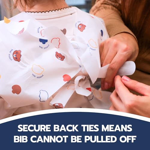 Eli with Love Disposable Bibs Individually Wrapped, Long Sleeve Bib with Crumb Catcher - Waterproof Baby Bibs For Feeding (10 pack) (Sleepy Bear) - Image 2