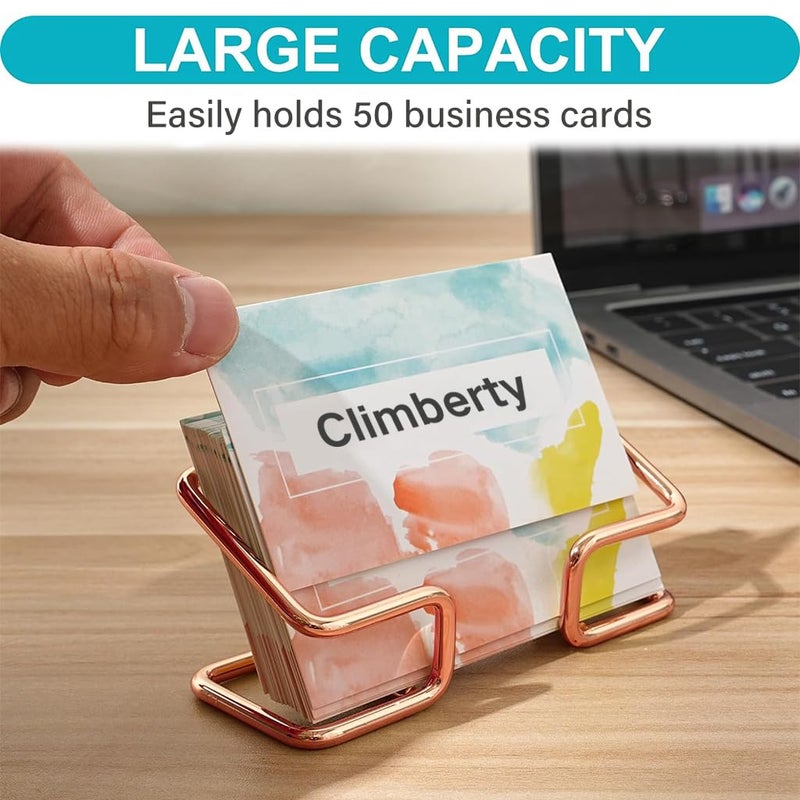 Climberty Metal 1Pcs Visiting Card Holder for Men, Business Card Holder for Desk, Business Card Holder Display Stand, Modern Business Card Organizer, Desktop Business Card Holders (Rose Gold) - Image 5