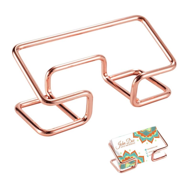 Climberty Metal 1Pcs Visiting Card Holder for Men, Business Card Holder for Desk, Business Card Holder Display Stand, Modern Business Card Organizer, Desktop Business Card Holders (Rose Gold) - Image 1
