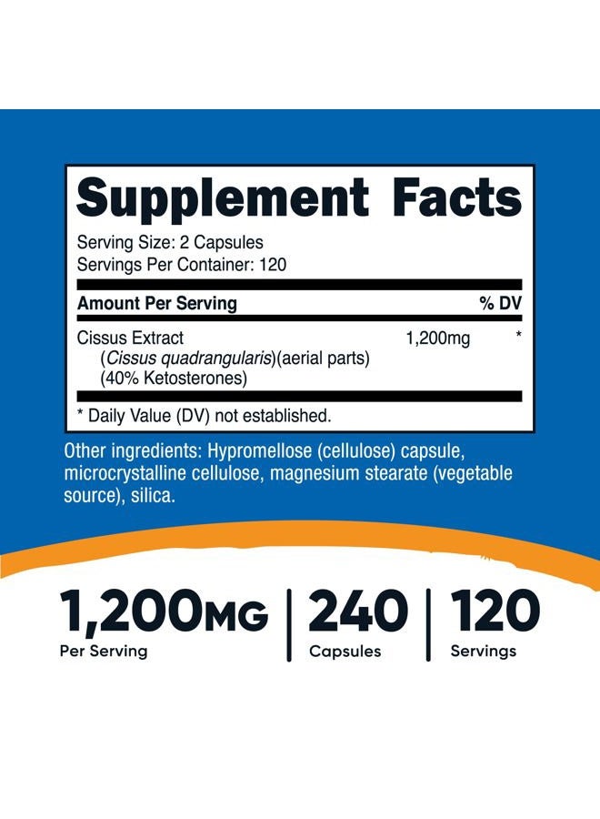 Nutricost Cissus Quadrangularis (1200mg) 240 Capsules - 120 Servings, Gluten Free, Non-GMO, and Vegetarian Friendly - Image 2