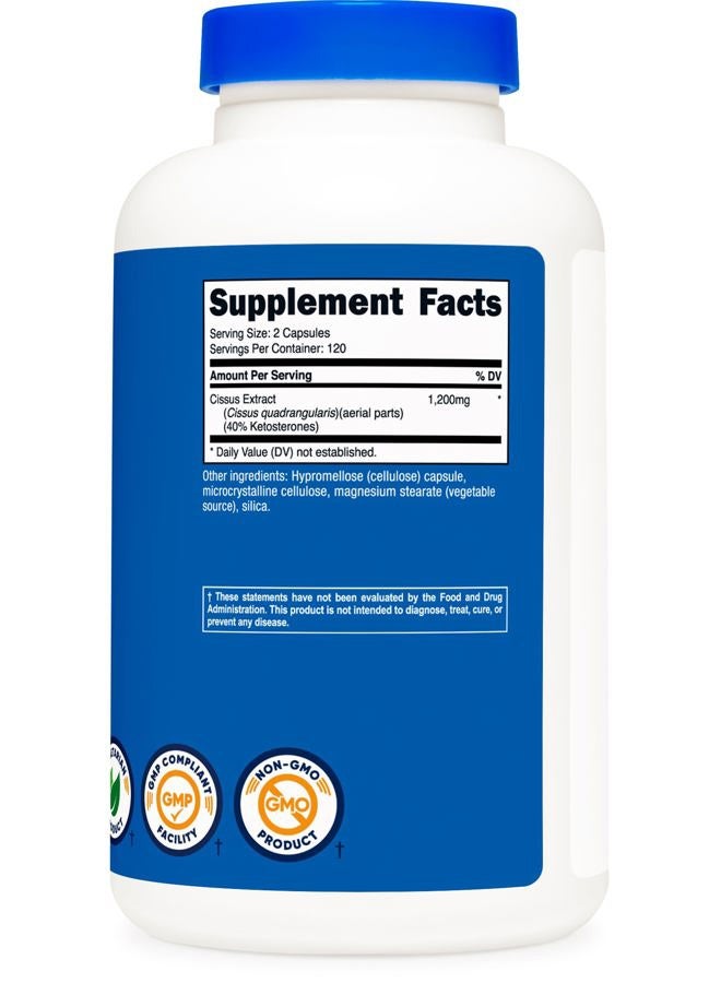 Nutricost Cissus Quadrangularis (1200mg) 240 Capsules - 120 Servings, Gluten Free, Non-GMO, and Vegetarian Friendly - Image 4