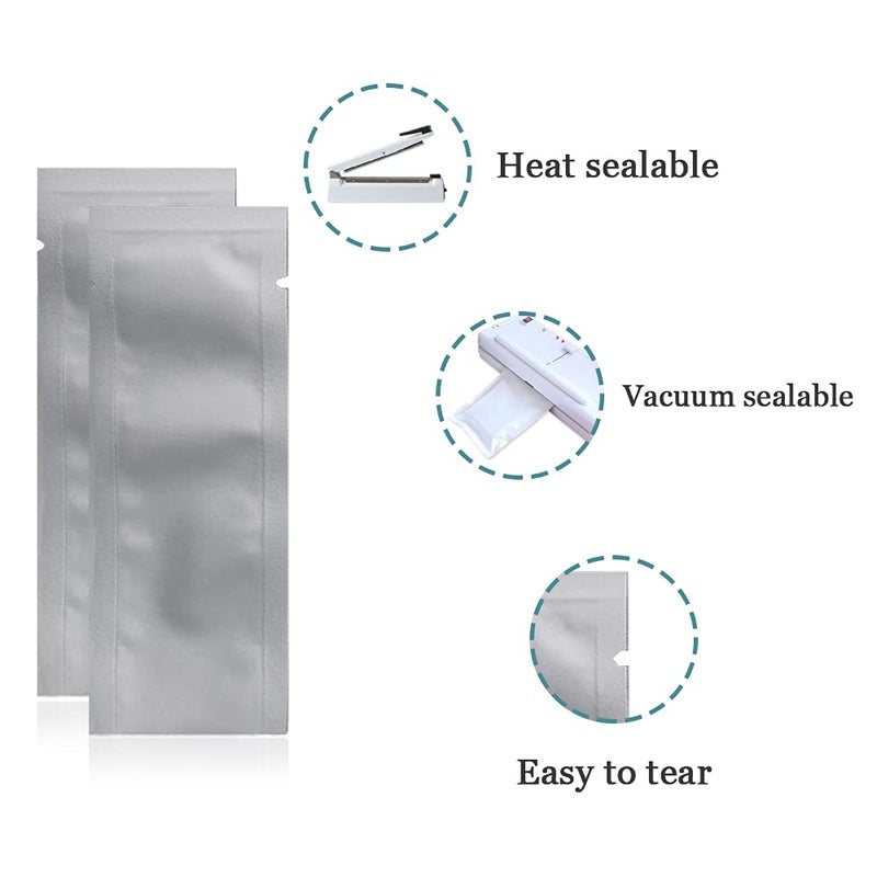PABCK 100 Pcs (Outer Size 1.57x4.33 inches) Coffee Food Storage Heat Sealable 3.34mil Mylar Pure Foil Bag Vacuum Pouch for Sampling Packaging Aluminum Foil Package - Image 3