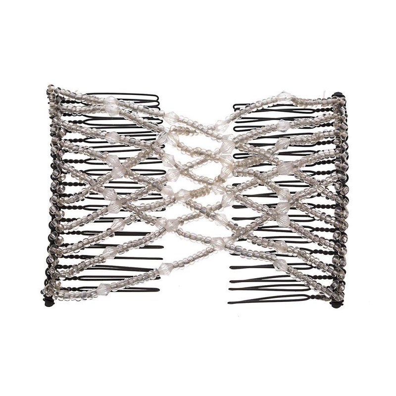 LOVEF Fashion Trend Easy Stretchable Double Combs Magic Hair Combs- Black and White - Image 2