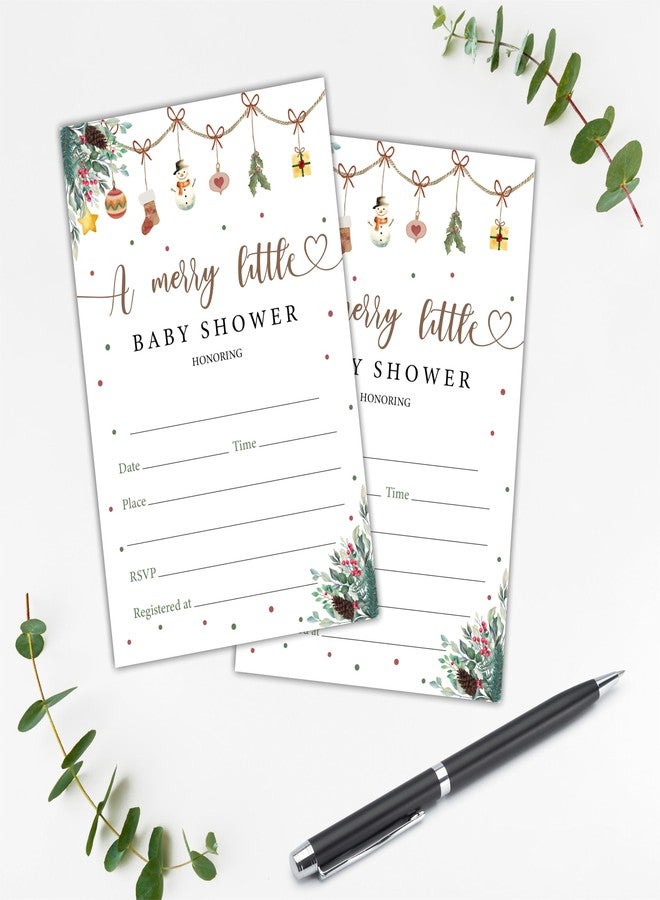 NYCTUG A Merry Little Baby Shower Invitations - 25 Christmas Winter Invites With Envelopes For Gender Reveal, Baby Announcement, New Born Baby Party Favor & Supplies - B02 - Image 5
