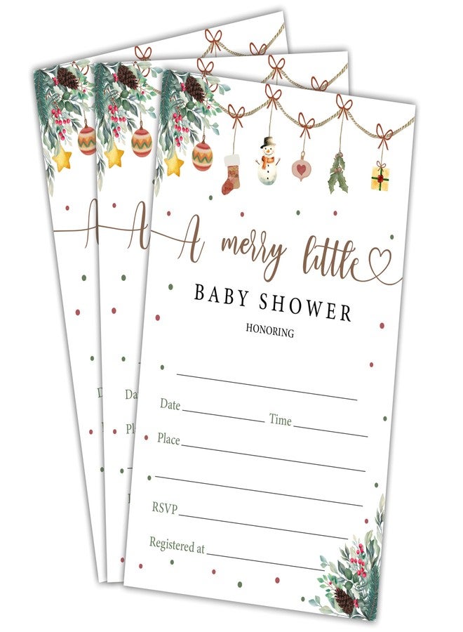 NYCTUG A Merry Little Baby Shower Invitations - 25 Christmas Winter Invites With Envelopes For Gender Reveal, Baby Announcement, New Born Baby Party Favor & Supplies - B02 - Image 2