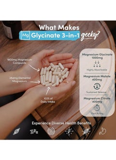 Nutrition Magnesium Glycinate 3-in-1 Complex - 1800mg, with Bisglycinate, Citrate & Malate Blend - 90 Vegan Capsules, High Absorption 384mg Elemental Magnesium, Made in the UK  - Image 2
