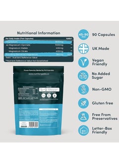Nutrition Magnesium Glycinate 3-in-1 Complex - 1800mg, with Bisglycinate, Citrate & Malate Blend - 90 Vegan Capsules, High Absorption 384mg Elemental Magnesium, Made in the UK  - Image 5