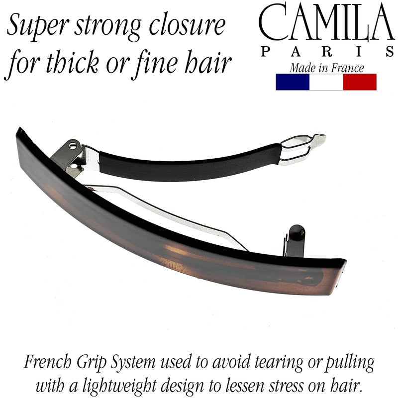 Camila Paris AD822 French Hair Barrette Clip for Girls, Tortoise Shell Rubberized Metal Clasp, Strong Hold Grip Hair Clips for Women, No Slip Durable Styling Girls Hair Accessories, Made in France - Image 2