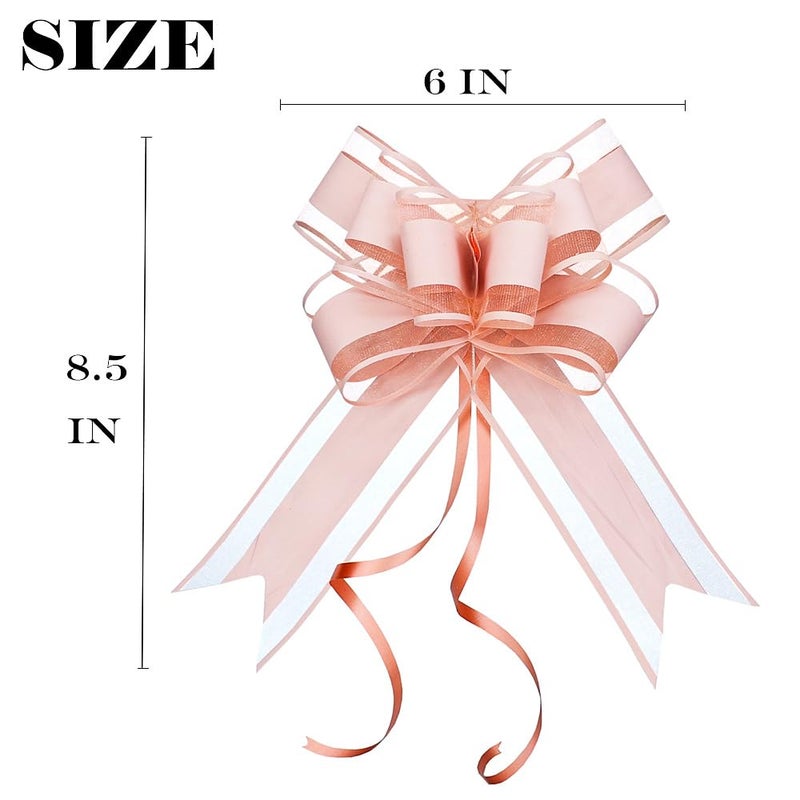 WEWILUCK Pull Bows for Presents - Large Light Pink Gift Bows for Gift Baskets, Flower Paper Wrapping, Ideal for Women, Party, Valentines Day, and More(6 inches, 15PCS) - Image 4