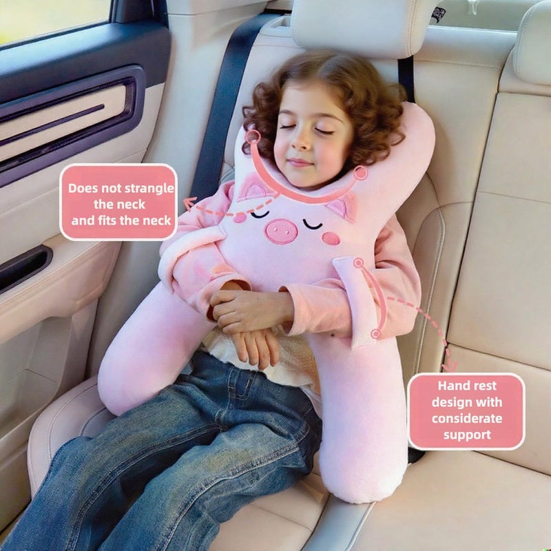 WASTROYAL Car Pillow for Travel â€“ Animal-Themed Car Seat Cushion with Safety Belt Protector â€“ 4 Cute Styles: Pig, Dog, Rabbit, Panda (Rabbit) - Image 3
