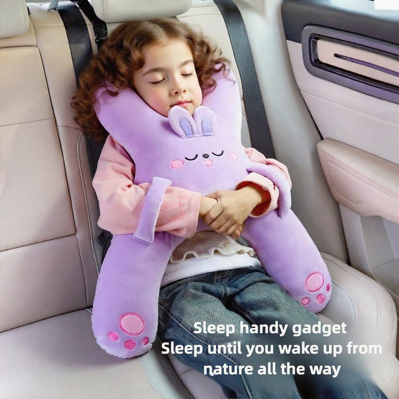 WASTROYAL Car Pillow for Travel â€“ Animal-Themed Car Seat Cushion with Safety Belt Protector â€“ 4 Cute Styles: Pig, Dog, Rabbit, Panda (Rabbit) - Image 4