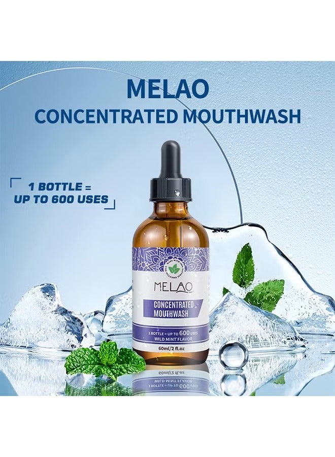 ميلاو غسيل فم مركز خالي من الفلوريد ، غسيل فم النعناع مع الزيوت الأساسية الطبيعية ، يدعم 600 شطف ، يساعد في التنفس الطازج 60 مل - Image 3