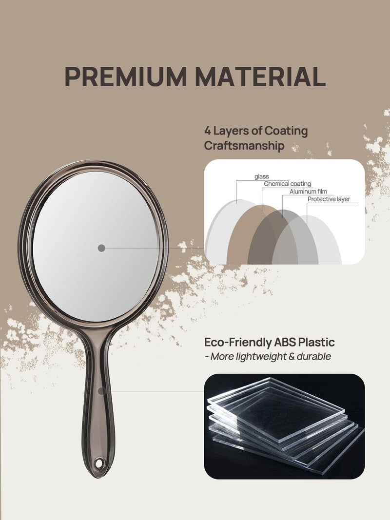 OMIRO Hand Mirror, Double-Sided Handheld Mirror 1X/3X Magnifying Mirror with Handle, Pack of 1 (Transparent Black) - Image 4
