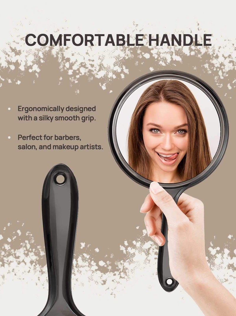 OMIRO Hand Mirror, Double-Sided Handheld Mirror 1X/3X Magnifying Mirror with Handle, Pack of 1 (Transparent Black) - Image 5