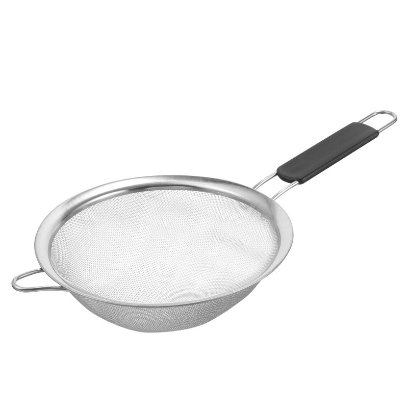 Stainless Steel Mesh Sieves Sifters Oil Cooking Colander Filter Baking Strainer with Plastic Handle and Hanging Hole for Kitchen - Size L (20 Inch) - Image 1