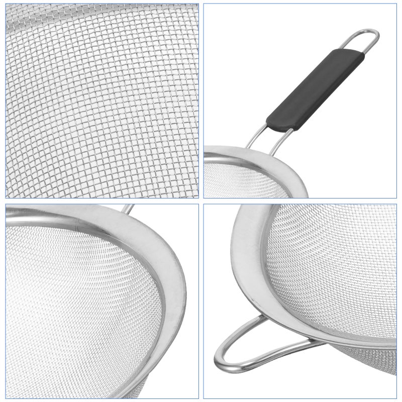 Stainless Steel Mesh Sieves Sifters Oil Cooking Colander Filter Baking Strainer with Plastic Handle and Hanging Hole for Kitchen - Size L (20 Inch) - Image 4
