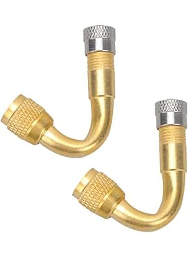 Gold Tire Valve Stem Extenders 2 Pack for Cars Motorcycles Easy Inflation Pumping - Image 1