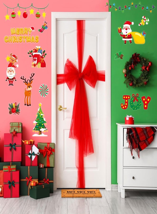 Omlisca Christmas Wall Decals 124 Pieces Merry Christmas Wall Stickers Santa Snowman Winter Snowflakes Xmas Candy Stickers for Wall Window Door Bedroom Garage Home Office Decor - Image 2