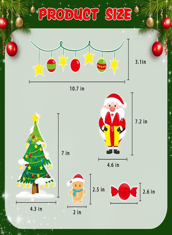 Omlisca Christmas Wall Decals 124 Pieces Merry Christmas Wall Stickers Santa Snowman Winter Snowflakes Xmas Candy Stickers for Wall Window Door Bedroom Garage Home Office Decor - Image 3