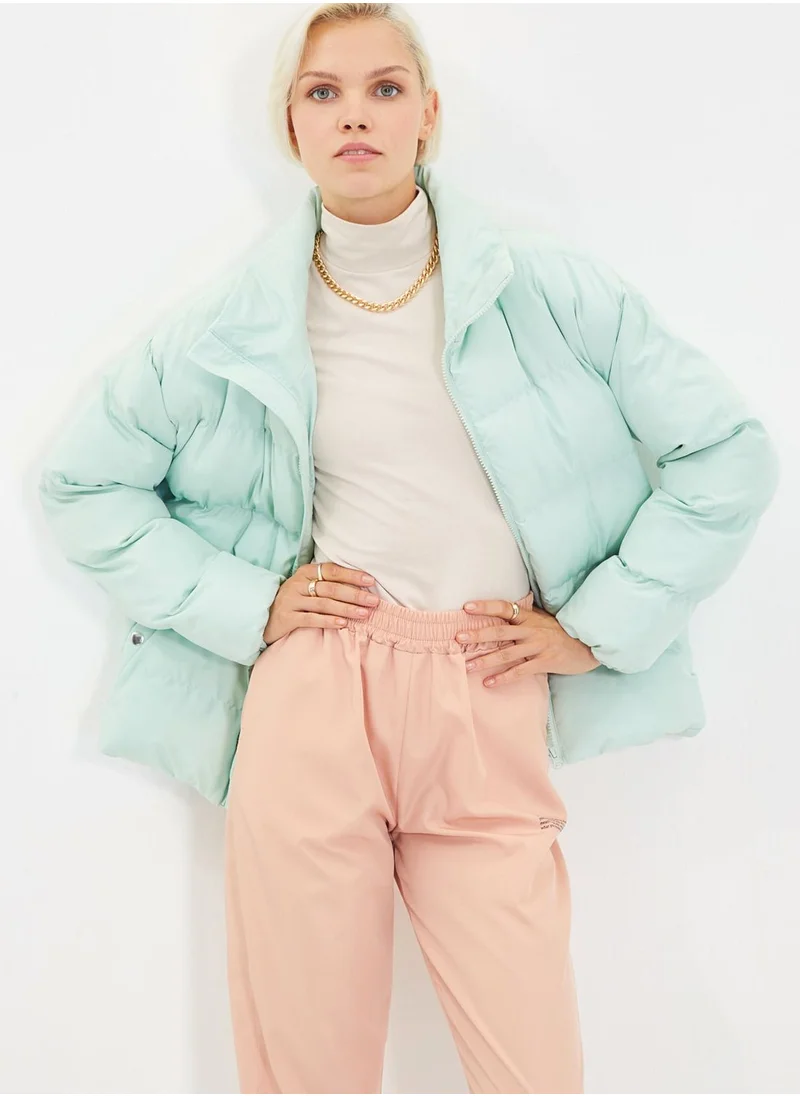 trendyol Zip Through Puffer Coat