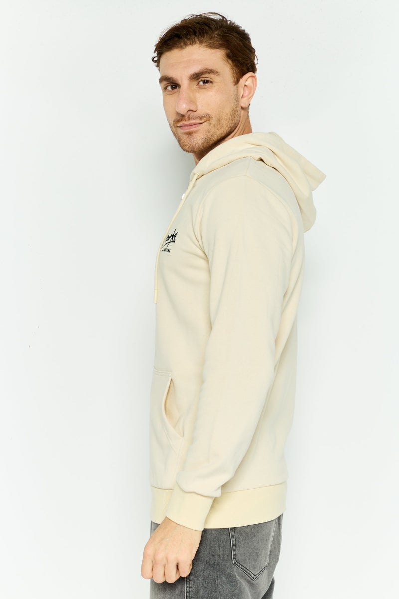 Crooks & Castles Men Hooded Brand Logo Long Sleeves Sweatshirt, Beige  - Image 3