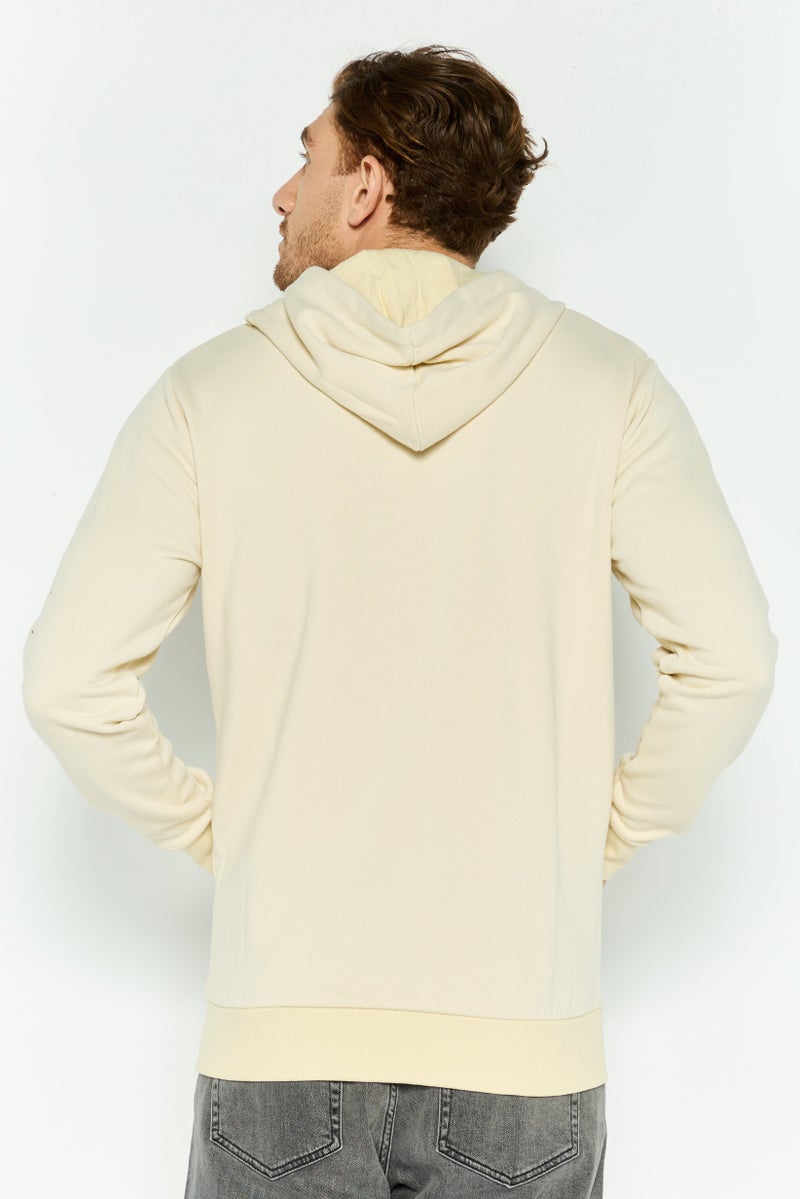 Crooks & Castles Men Hooded Brand Logo Long Sleeves Sweatshirt, Beige  - Image 4