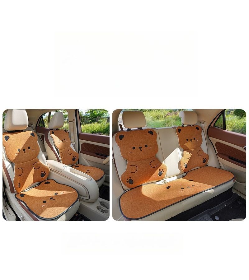 7 Piece Gray Car Seat Cushion Set Adorable 3D Bear Design Comfortable Breathable All Seasons - Image 4