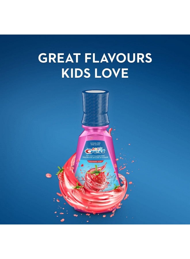 كرست غسول الفم كريست للأطفال المضاد للتسوس بالفلورايد، خالٍ من الكحول، بنكهة الفراولة، 500 مل (16.9 أونصة سائلة)، عبوة من 4 قطع - Image 1