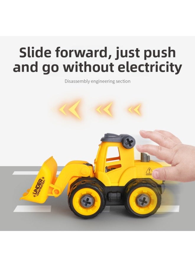 Generic - Dismantling And Assembling Engineering Vehicle Earth Digging Vehicle Children's Toys Educational DIY Detachable Assembly Nut Assembling Sliding Digging Vehicle-Color:B Disassembly And Assembly Bulldozer Color Box - Image 1