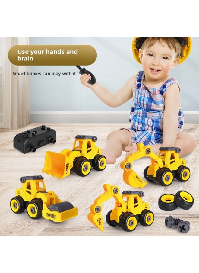 Generic - Dismantling And Assembling Engineering Vehicle Earth Digging Vehicle Children's Toys Educational DIY Detachable Assembly Nut Assembling Sliding Digging Vehicle-Color:B Disassembly And Assembly Bulldozer Color Box - Image 1