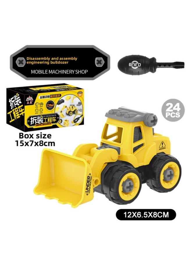 Generic - Dismantling And Assembling Engineering Vehicle Earth Digging Vehicle Children's Toys Educational DIY Detachable Assembly Nut Assembling Sliding Digging Vehicle-Color:B Disassembly And Assembly Bulldozer Color Box - Image 1