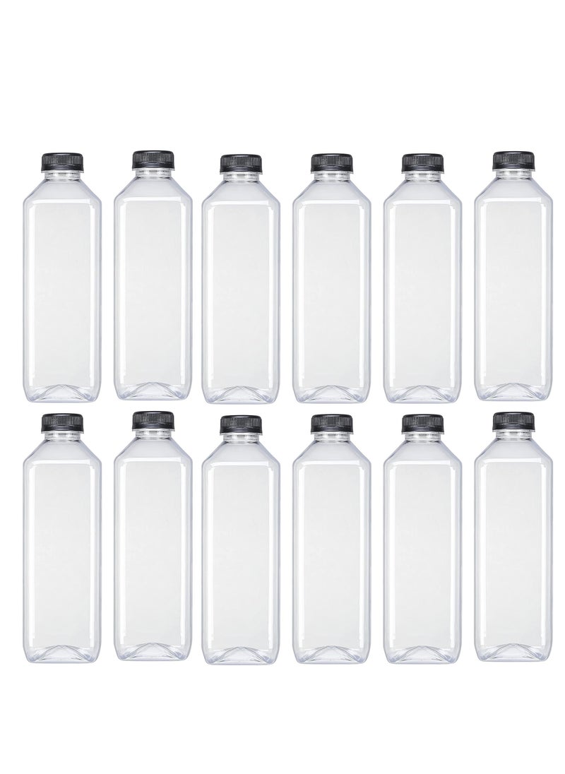 Lavish - 1 L Empty Containers Transparent Plastic Square Bottles with Lids 24 Pcs Capacity 1000 ml - Image 1