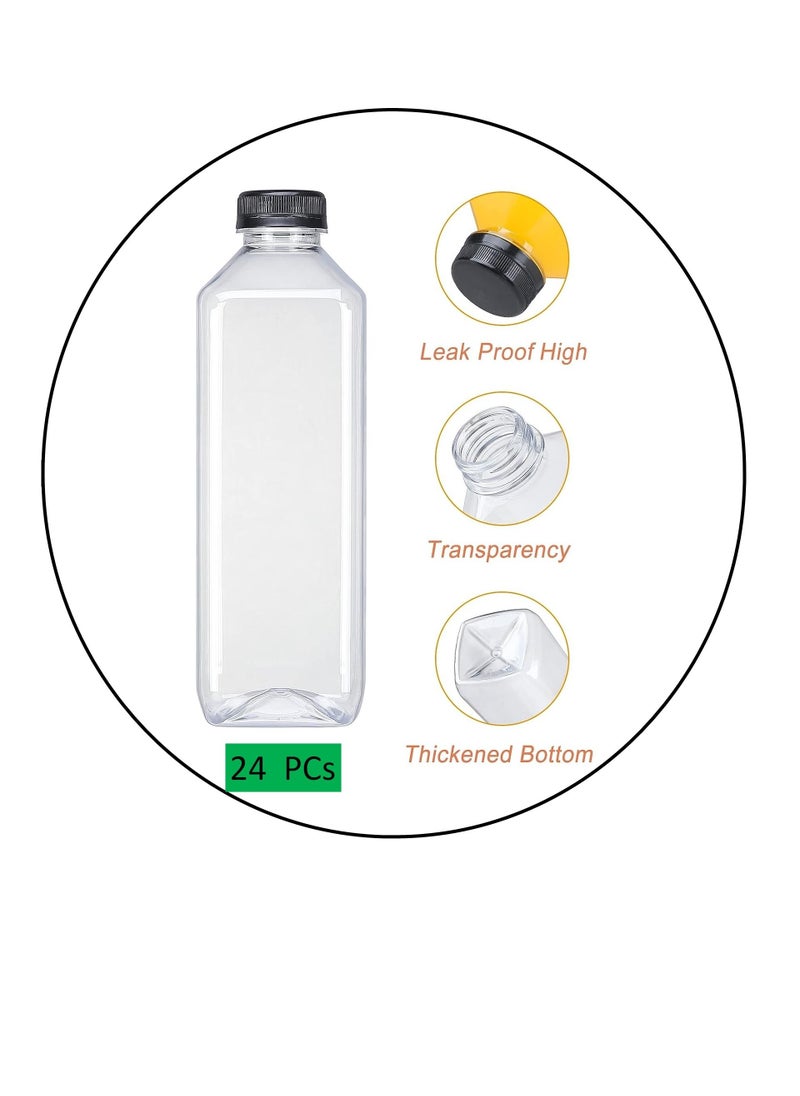 Lavish - 1 L Empty Containers Transparent Plastic Square Bottles with Lids 24 Pcs Capacity 1000 ml - Image 1