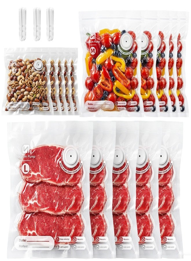 ShinePick Vacuum Sealer Bags for Food, Reusable Bags with Air Valve, Vacuum Bags for Food Saver, BPA-Free, Great for Storage, Meal Prep and Sous Vide (5L & 5M & 5S) - Image 1