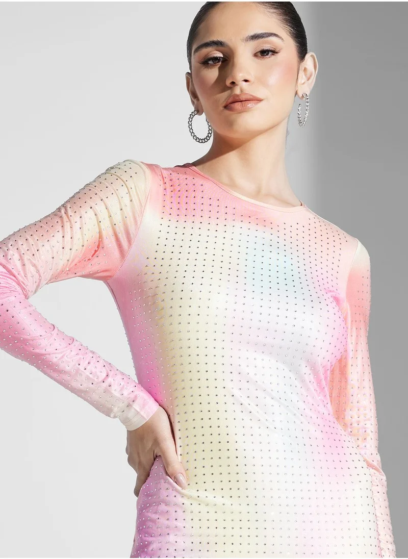 Amy Lynn Printed Sequin Detail Dress