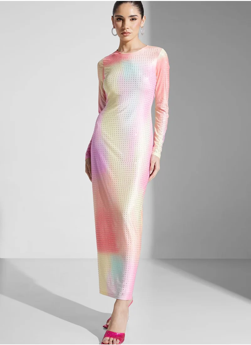 Amy Lynn Printed Sequin Detail Dress