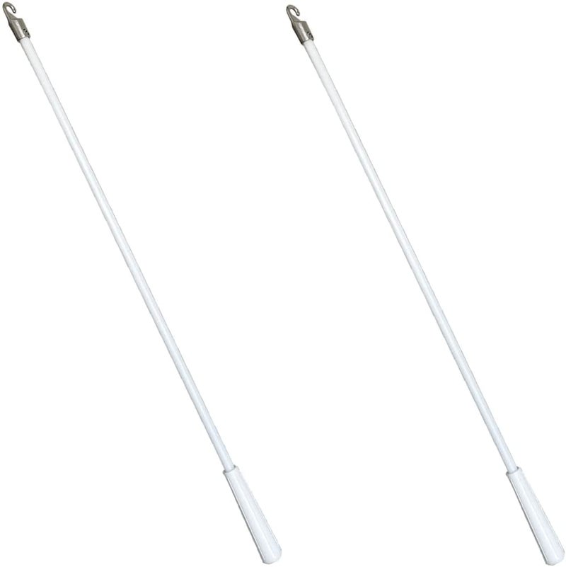 APUXON 2pcs 16inch 400mm Fiberglass Drapery Wand Curtain Pull Rod with Hook Blind Opener Tilt Rod 