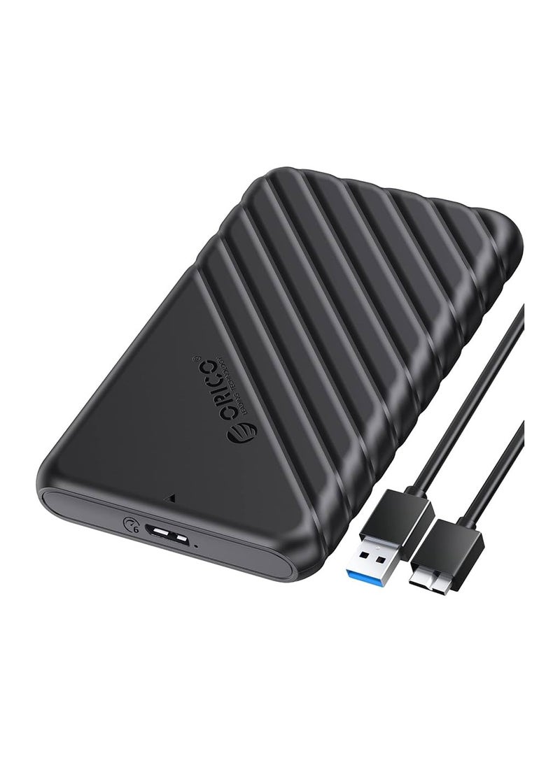 أوريكو علبة محرك أقراص صلبة خارجية مقاس 2.5 بوصة بمنفذ USB 3.0 إلى SATA III لمحركات الأقراص الصلبة SATA مقاس 7 مم و9.5 مم بدون أدوات [تدعم UASP] لون أسود (25PW1-U3)  - Image 1