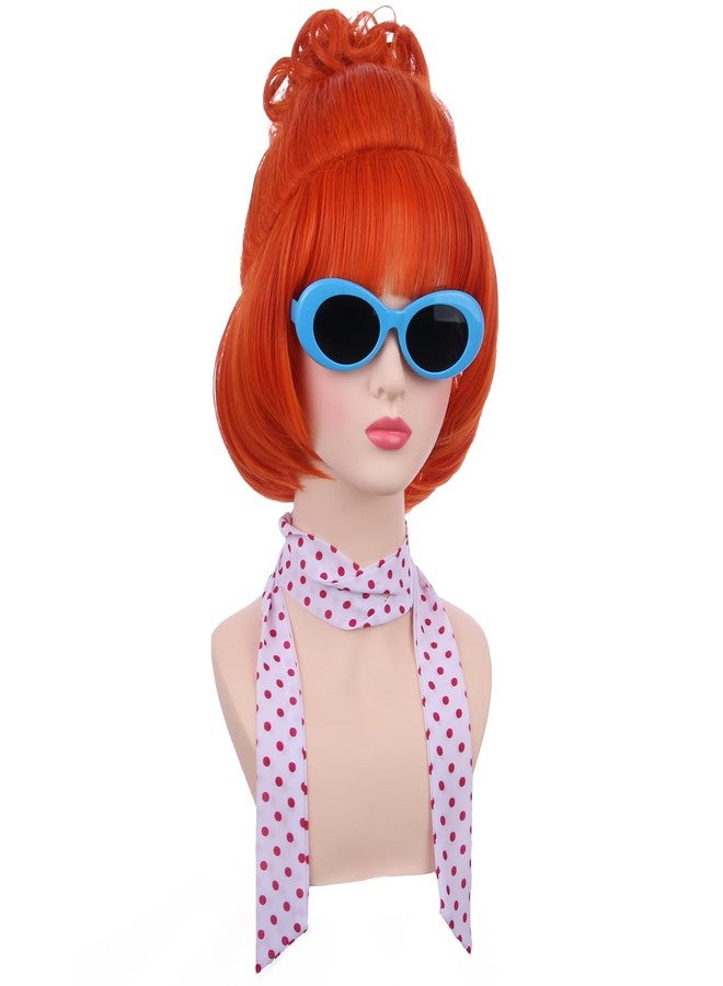 PATTNIUM Orange Wig with Bangs for Women Short Orange Red Wig Cosplay Synthetic Wig - Image 2
