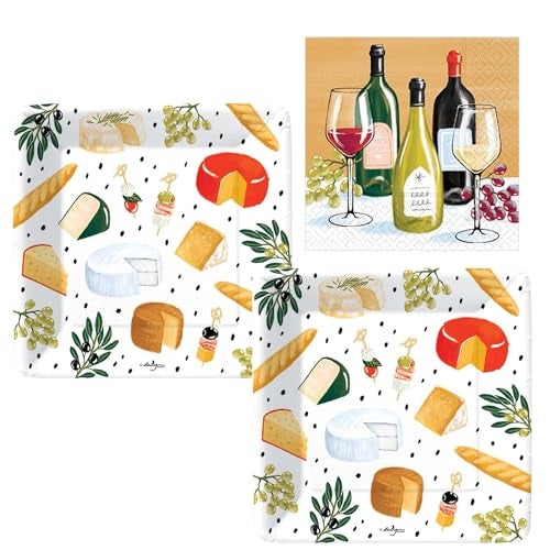 Design Design Perfect Pairings Cocktail Party Supplies | Bundle Includes Square Paper Dessert Plates & Beverage Napkins for 16 People - Image 1