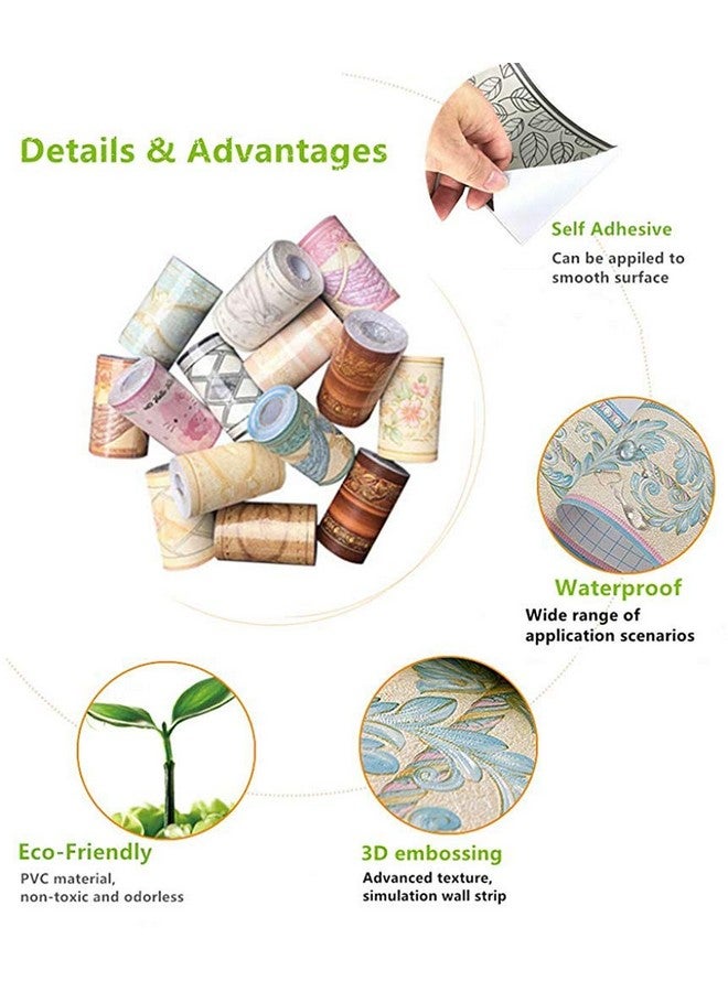 HASTHIP® شريط حائط مزخرف بنمط زهور لتزيين المنزل، الحمام، المطبخ، 4 بوصة × 16.4 قدم، مادة - PVC، مقاوم للرطوبة والعفن، متين، مقاوم للماء (ذهبي) - Image 5