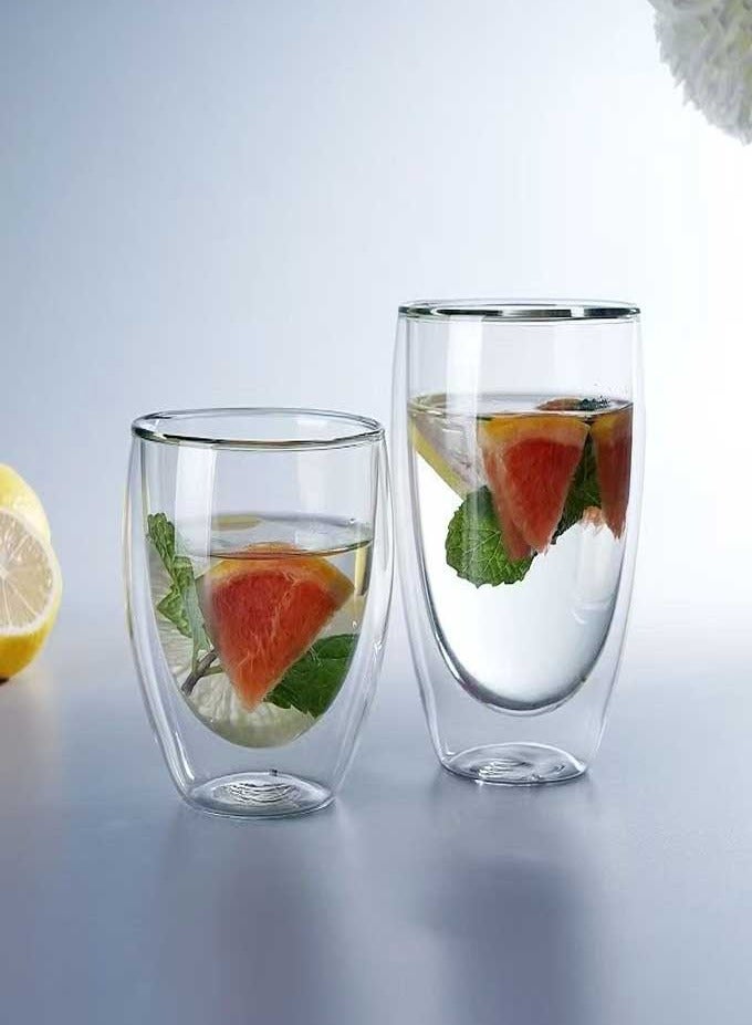Double layered glass coffee cup insulation layer made of transparent borosilicate glass, perfect for cappuccino tea, latte, Italian espresso, hot drinks, microwave safe (250ml 4-piece set)  - Image 1