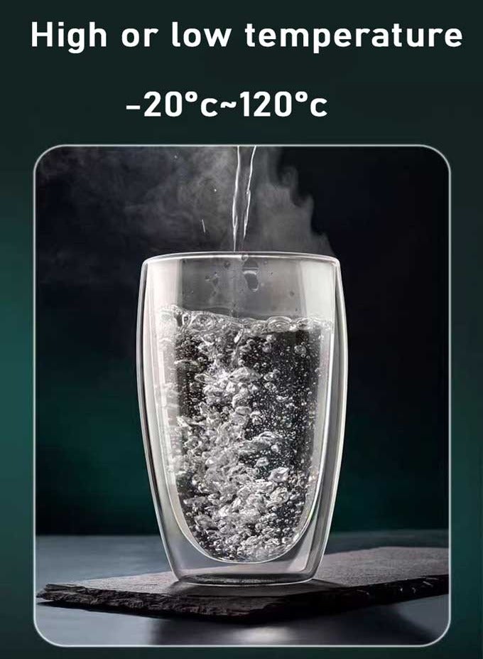 Double layered glass coffee cup insulation layer made of transparent borosilicate glass, perfect for cappuccino tea, latte, Italian espresso, hot drinks, microwave safe (250ml 4-piece set)  - Image 2