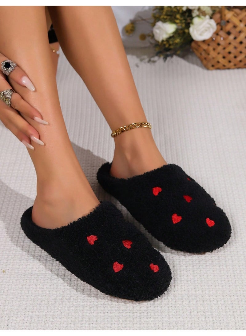 SHEINFall/Winter Heart-Shaped Slippers For Women, Indoor Home Slippers Soft Bottom Lightweight Comfortabl - Image 1
