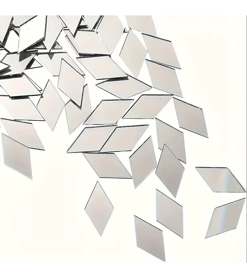 100 Pcs Acrylic Geometric Rhombus Quadrilateral Mirror Wall Stickers Self Adhesive DIY Creative Art Mirror Mosaic Decoration for Home Handicraft - Image 3