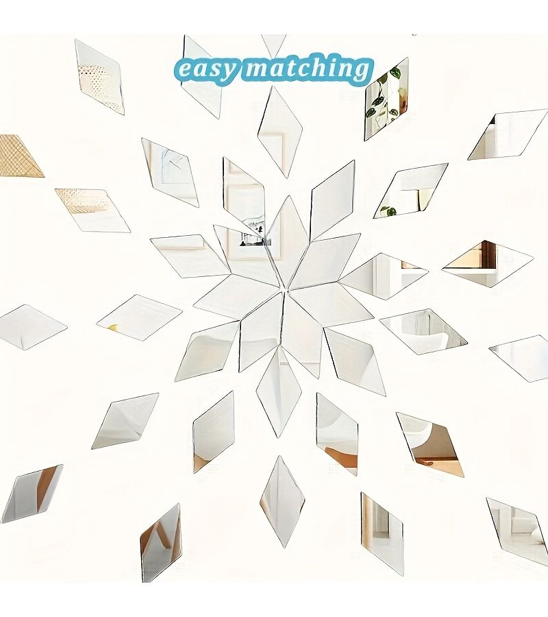 100 Pcs Acrylic Geometric Rhombus Quadrilateral Mirror Wall Stickers Self Adhesive DIY Creative Art Mirror Mosaic Decoration for Home Handicraft - Image 1