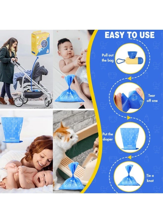 YelaJoy Disposable Baby Diaper Bags,240 Count,Scented & Leak-Proof Nappy Sacks,Blue - Image 5